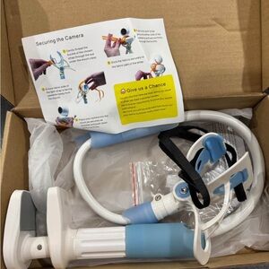 Universal baby monitor holder with Blue and White Accents